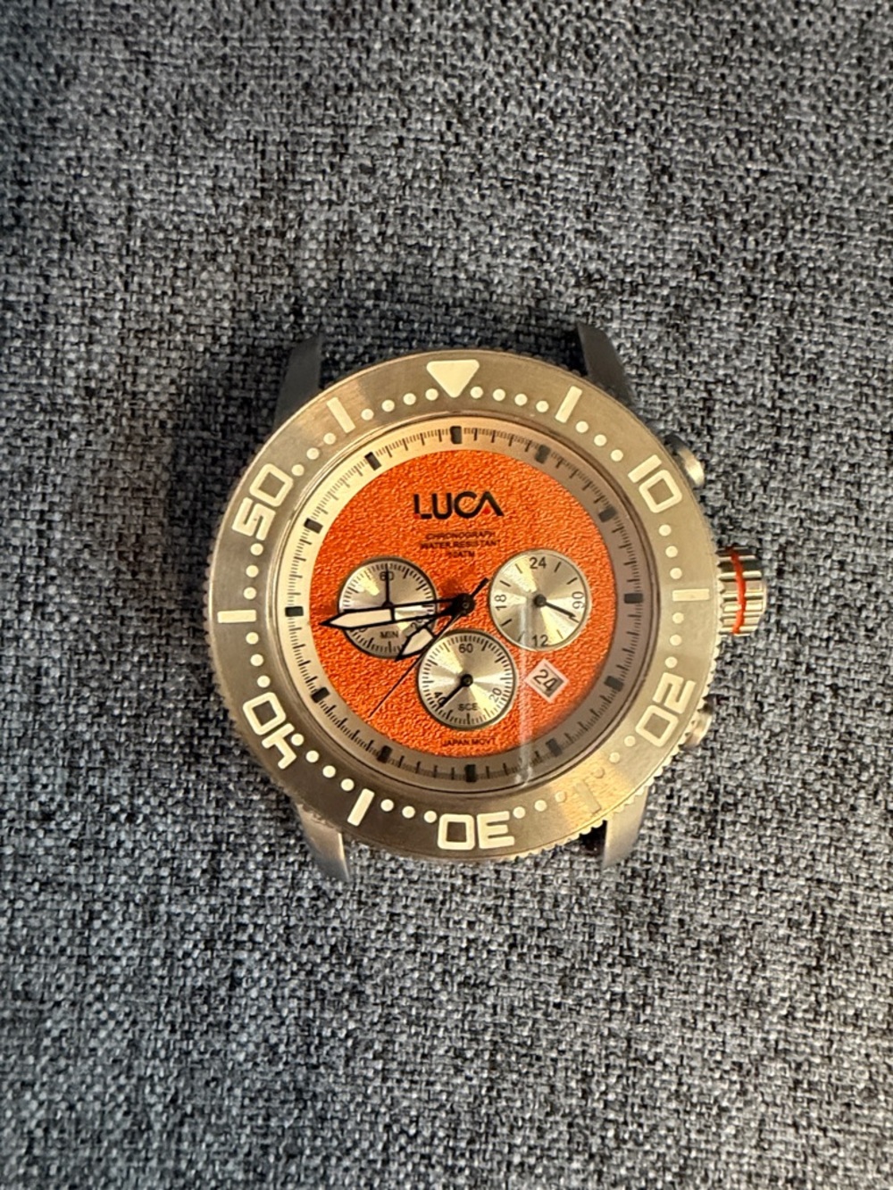 Luca Orange Dial Chronograph Watch - Face Only